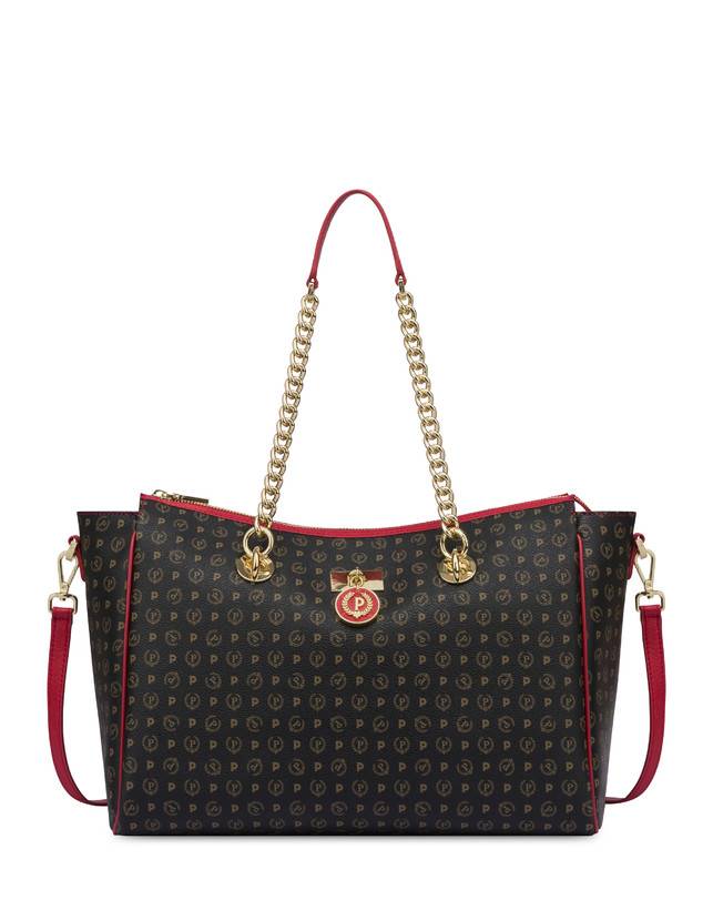 Pollini Borsa Doppio Manico Heritage Logo Classic Nero/lacca Fino al 65% di sconto