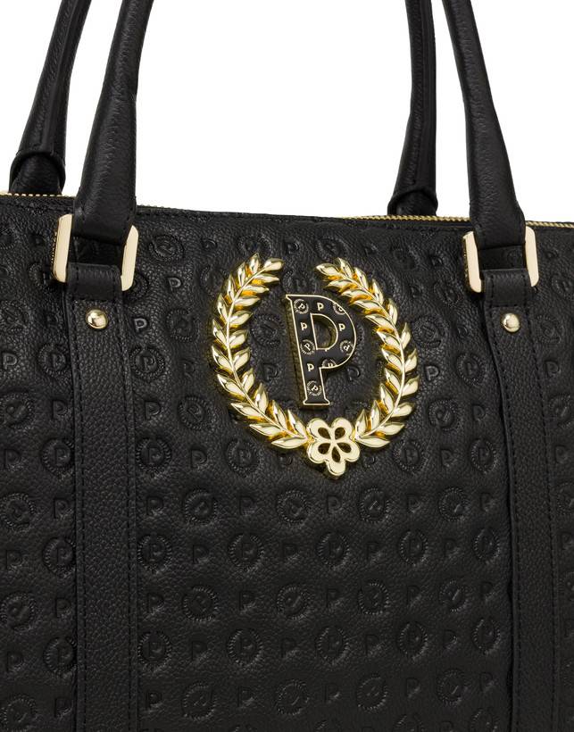 Pollini Shopping Bag Heritage Logo Embossed Nero Fino al 55% di sconto