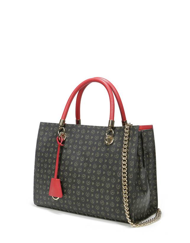 Pollini Shopping Bag Heritage Logo Classic Nero/lacca Discount Store per i nuovi prodotti