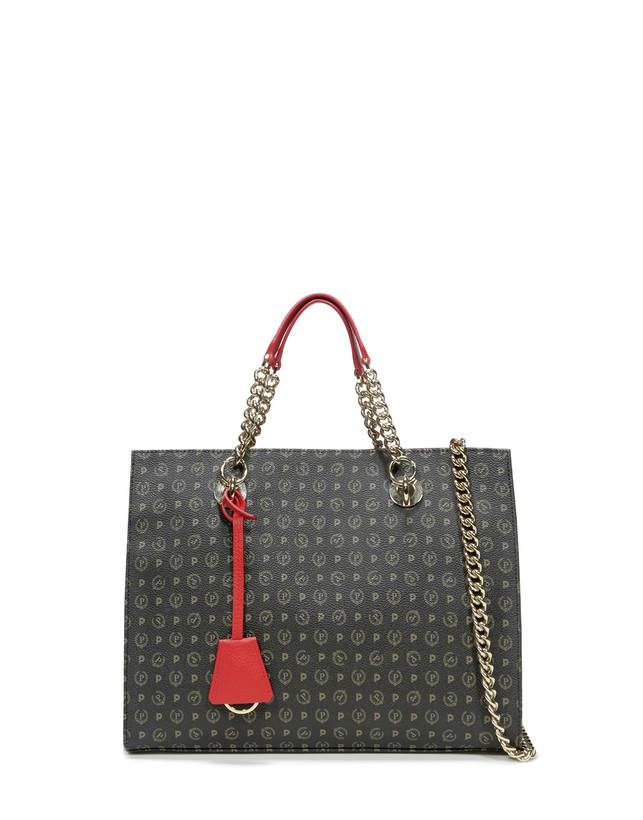 Pollini Shopping Bag Heritage Logo Classic Nero/lacca Discount Store per i nuovi prodotti