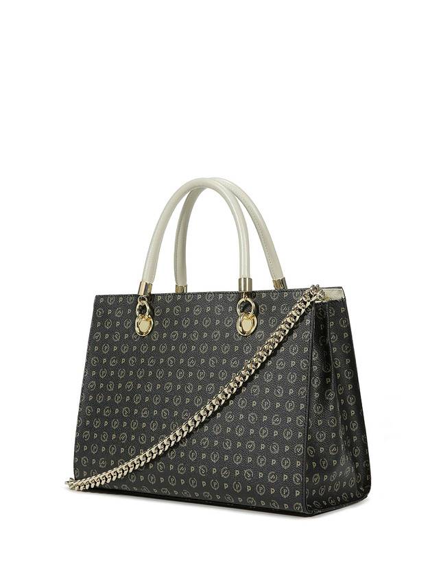 Pollini Shopping Bag Heritage Logo Classic Nero/avorio Solo un giorno rimasto