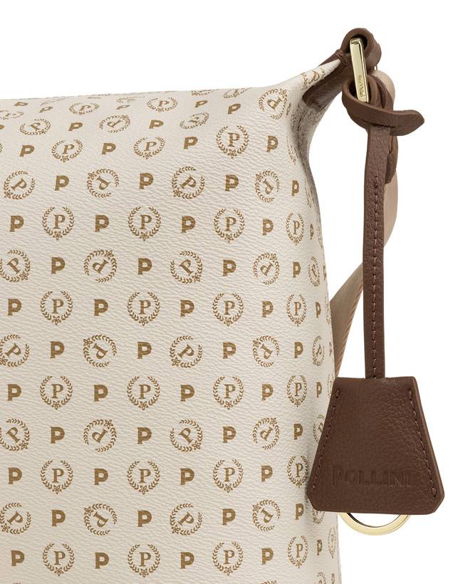 Pollini Borsa Hobo Heritage Logo Classic Avorio/marrone Sconti questo mese