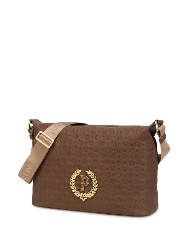Pollini Borsa A Spalla Con Tracolla Regolabile Heritage Logo Embossed Marrone Nuovo