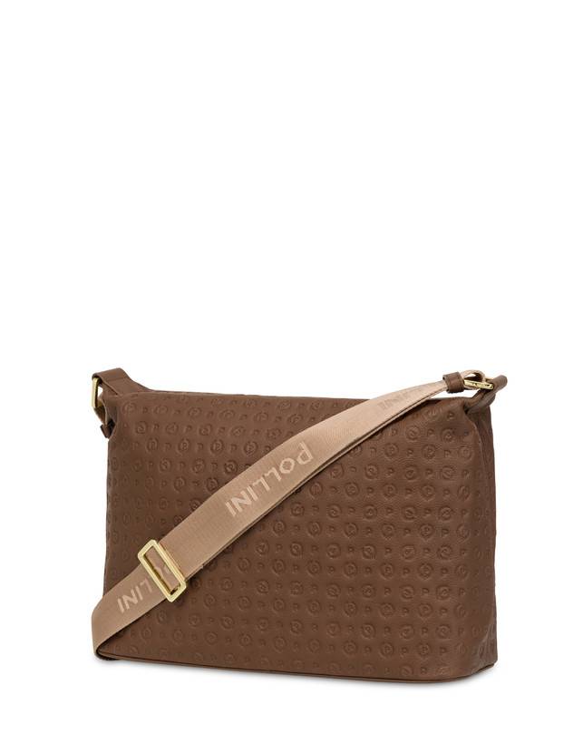 Pollini Borsa A Spalla Con Tracolla Regolabile Heritage Logo Embossed Marrone Nuovo