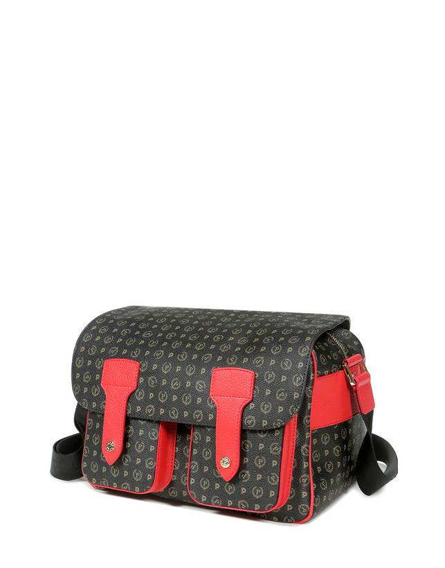 Pollini Borsa A Spalla Multitasche Heritage Logo Classic Nero/lacca Promozione