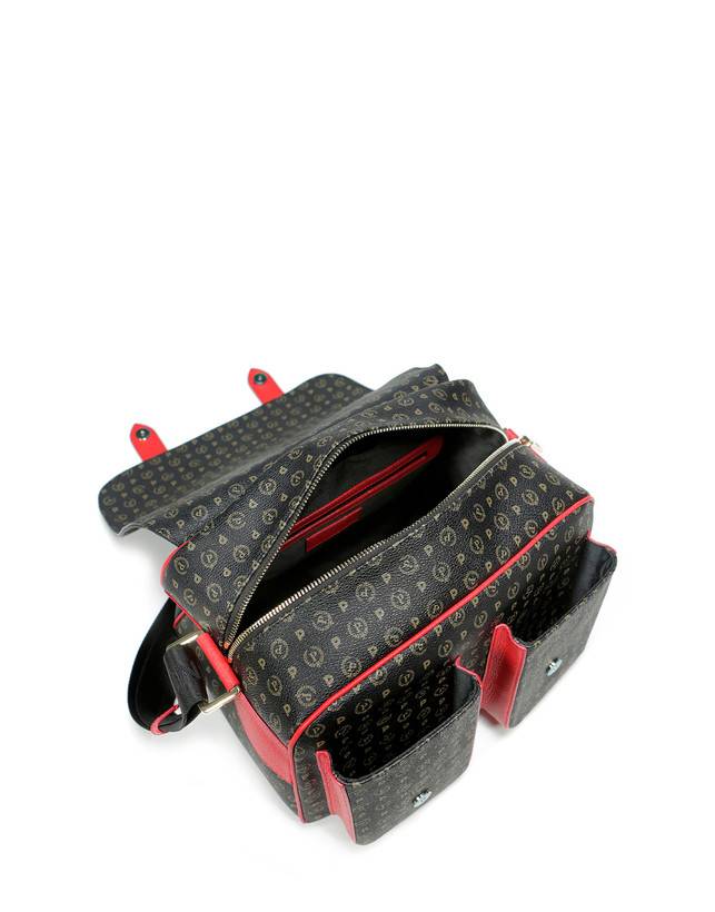Pollini Borsa A Spalla Multitasche Heritage Logo Classic Nero/lacca Promozione