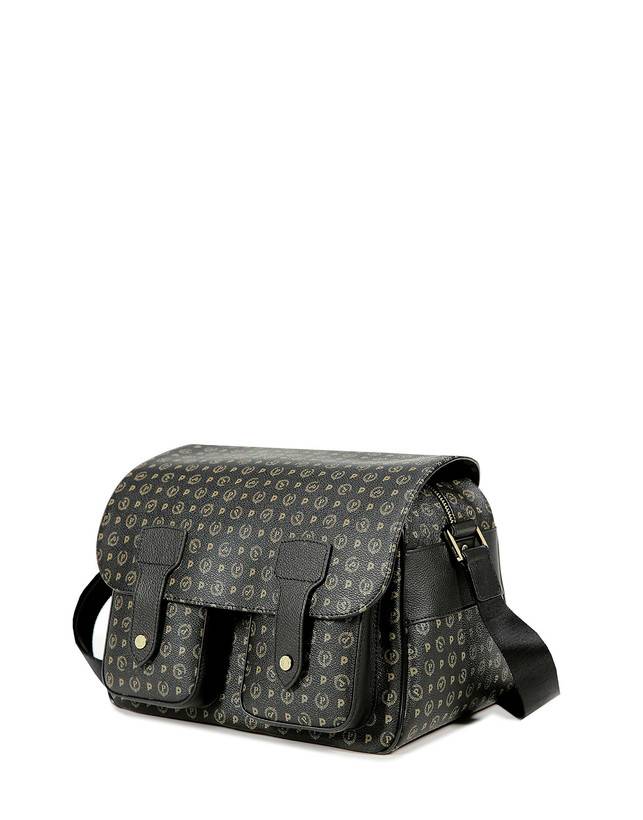Pollini Borsa A Spalla Multitasche Heritage Logo Classic Nero/nero Spedizione Gratuita