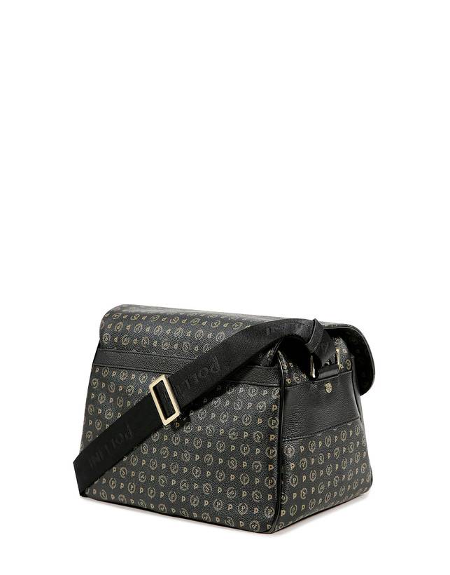 Pollini Borsa A Spalla Multitasche Heritage Logo Classic Nero/nero Spedizione Gratuita