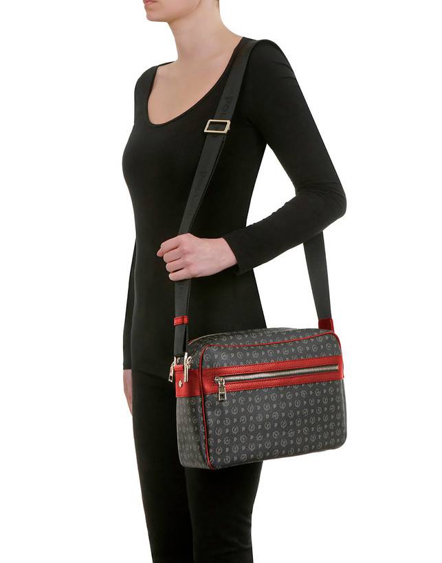 Pollini Borsa A Spalla Heritage Logo Classic Nero/lacca Pezzi Unici