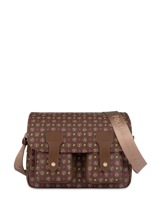 Pollini Borsa A Spalla Multitasche Heritage Logo Classic Multicolor/marrone Soddisfazione Garantita