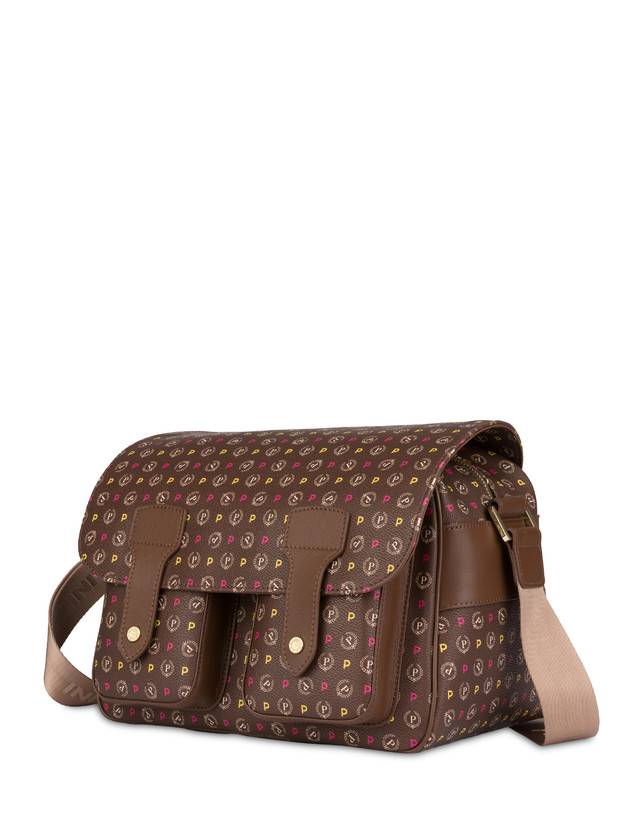 Pollini Borsa A Spalla Multitasche Heritage Logo Classic Multicolor/marrone Soddisfazione Garantita