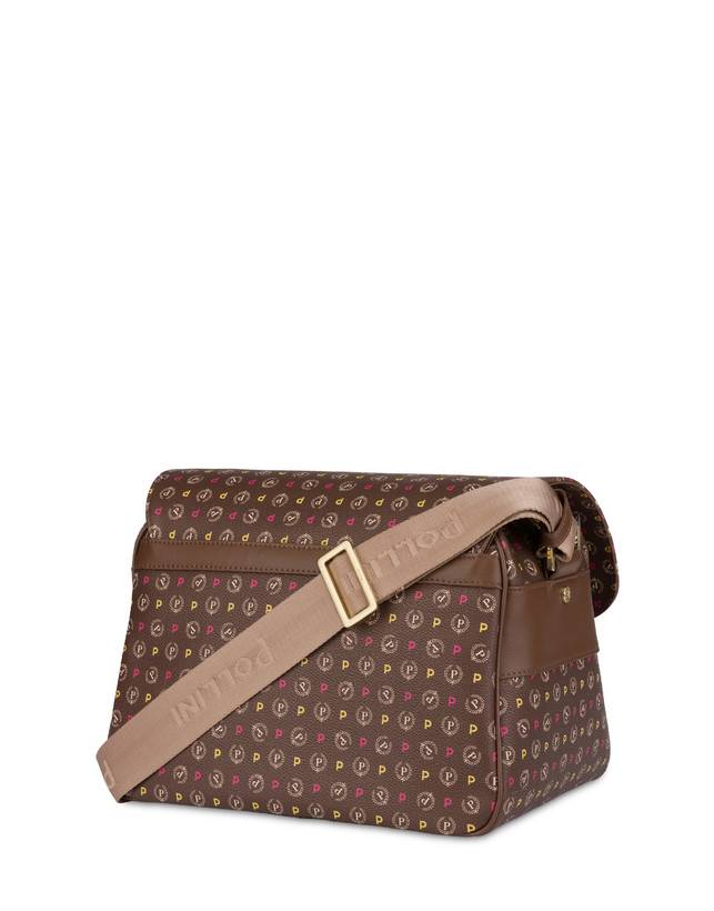 Pollini Borsa A Spalla Multitasche Heritage Logo Classic Multicolor/marrone Soddisfazione Garantita