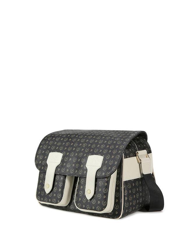Pollini Borsa A Spalla Multitasche Heritage Logo Classic Nero/avorio Qualità Garantita