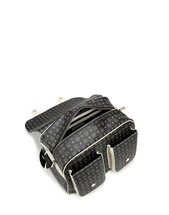 Pollini Borsa A Spalla Multitasche Heritage Logo Classic Nero/avorio Qualità Garantita