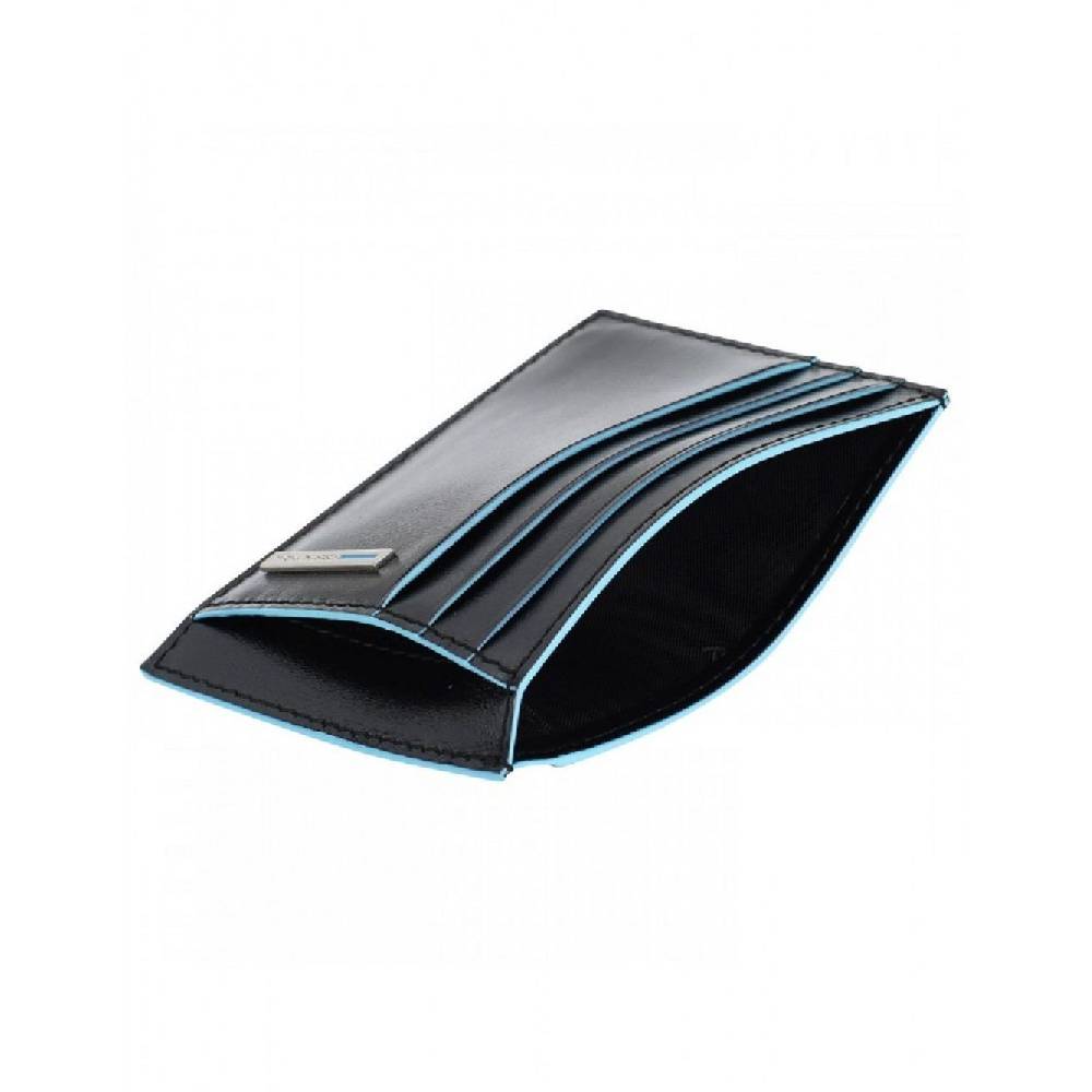PIQUADRO  Porta Carte di Credito in Pelle Blu RFID Piquadro Grandi sconti