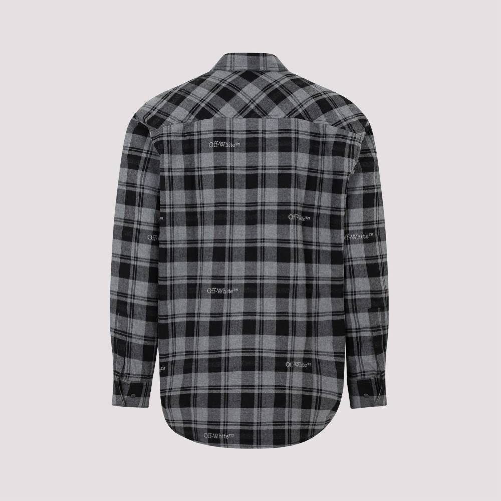 OFF-WHITE  Camicia Overshirt a Quadri in Cotone Grigio da Uomo Off-White Presa