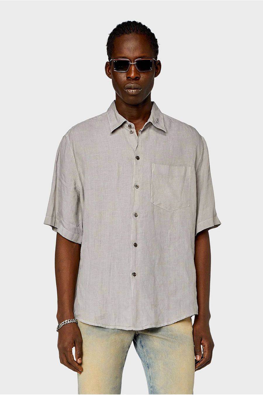 DIESEL  Camicia Uomo Diesel Cotone Bianco A12854 Ritorno libero