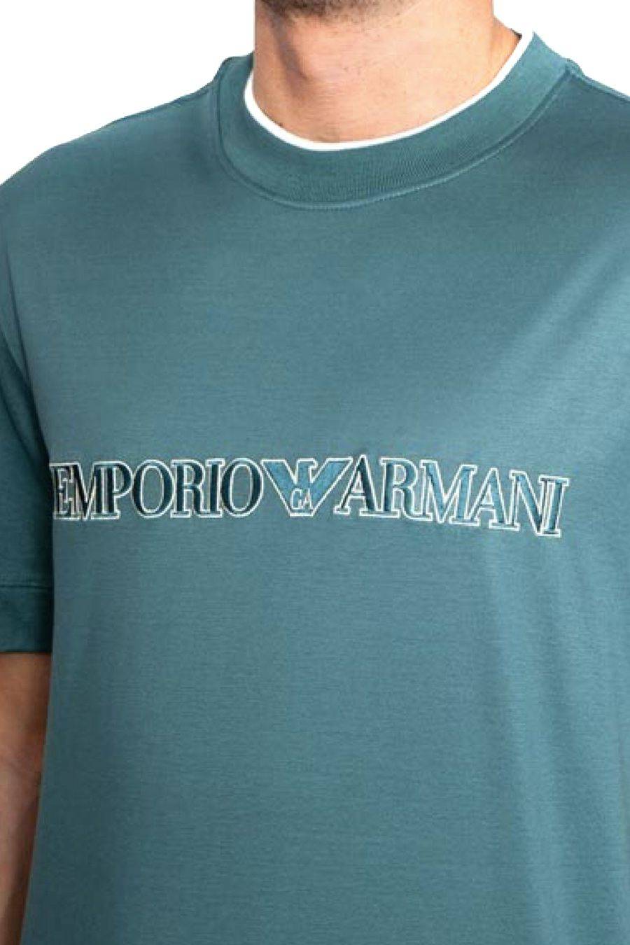 EMPORIO ARMANI  T-Shirt Emporio Armani Cotone Azzurro Cielo Fino al 55% di sconto