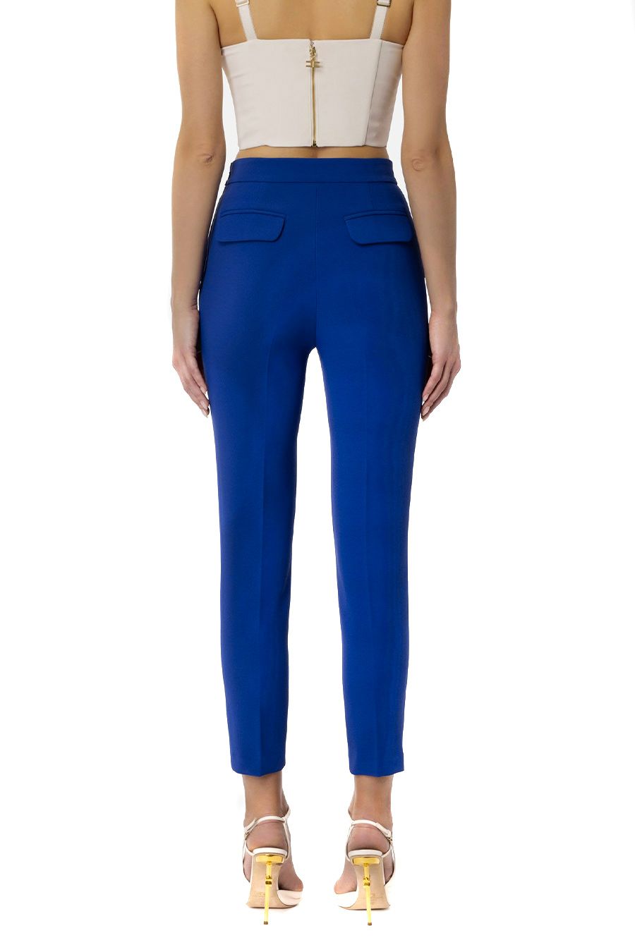 ELISABETTA FRANCHI  Pantaloni Blu Elisabetta Franchi in Poliestere per Donna Super sconto
