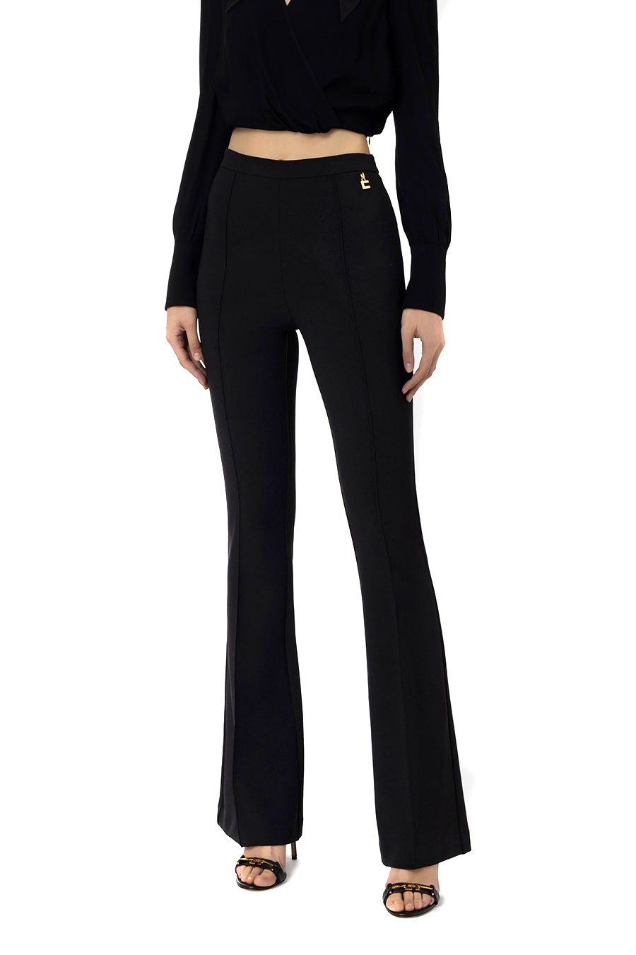 ELISABETTA FRANCHI  Pantaloni Neri Donna Elisabetta Franchi - Mix di Poliestere In vendita