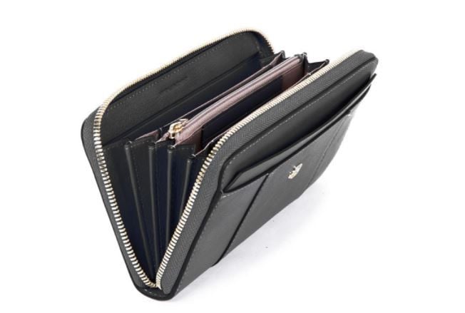 PIQUADRO  Portafoglio Donna in Pelle Nero PIQUADRO - Accessorio Elegante Sconti questo mese
