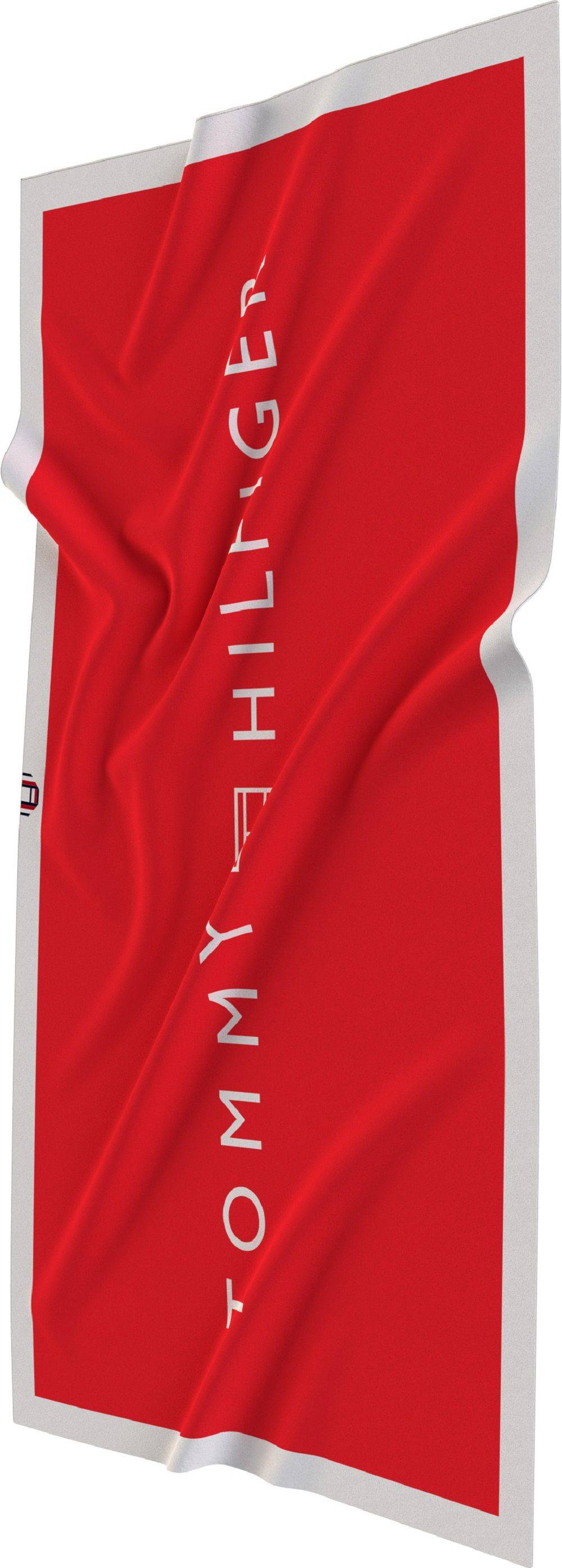TOMMY HILFIGER  Telo Mare Rosso in Cotone Tommy Hilfiger 2025