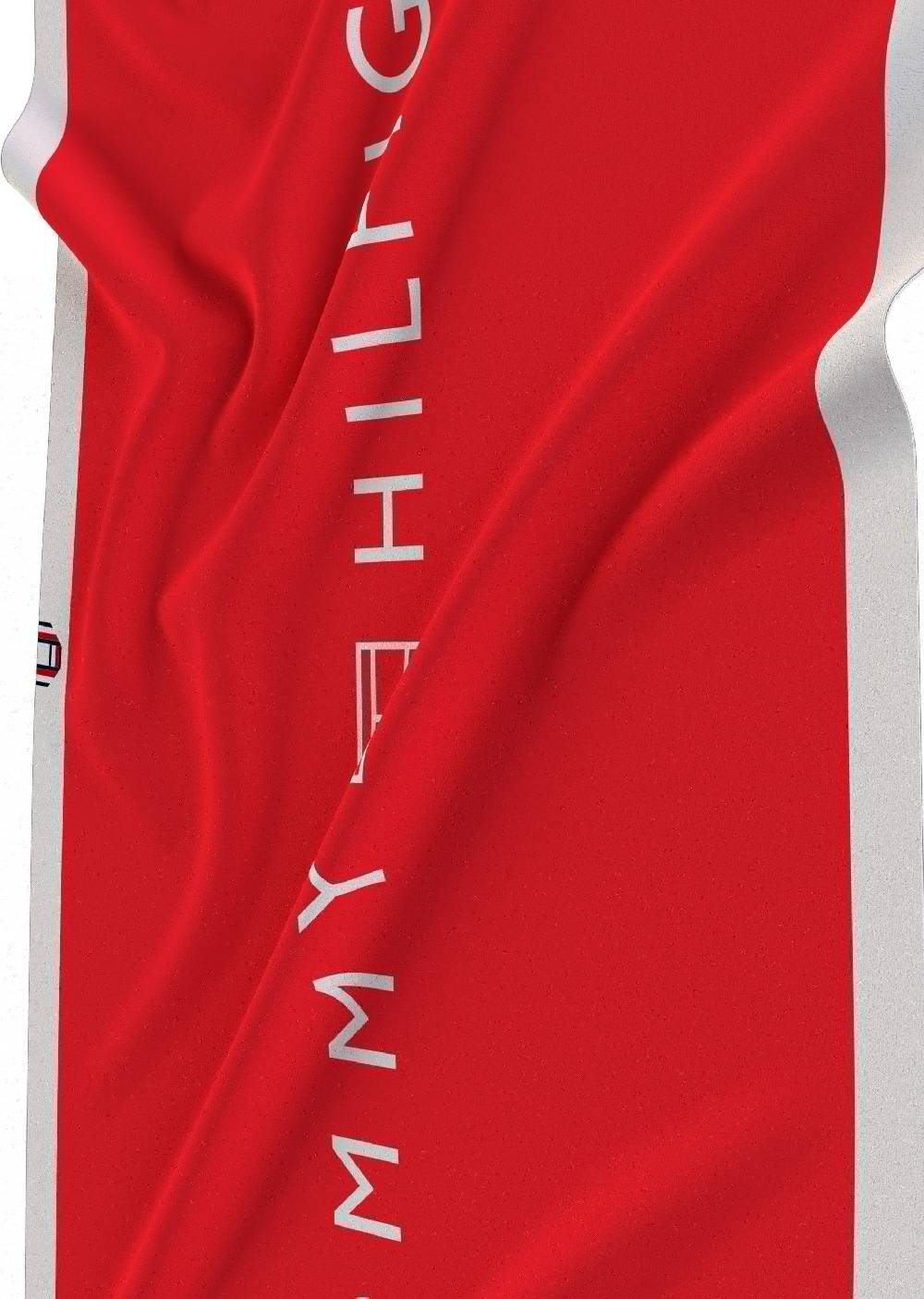 TOMMY HILFIGER  Telo Mare Rosso in Cotone Tommy Hilfiger 2025