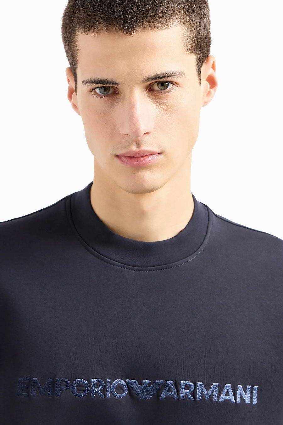 EMPORIO ARMANI  Felpa da Uomo Emporio Armani in Cotone Misto Azzurro Cielo Vendita