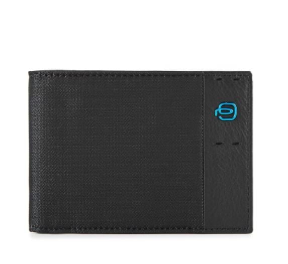 PIQUADRO Portafoglio Piquadro in Pelle e Tessuto Nero - Accessorio Uomo