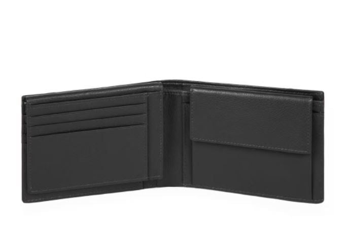 PIQUADRO  Portafoglio Piquadro in Pelle e Tessuto Nero - Accessorio Uomo Consegna Veloce