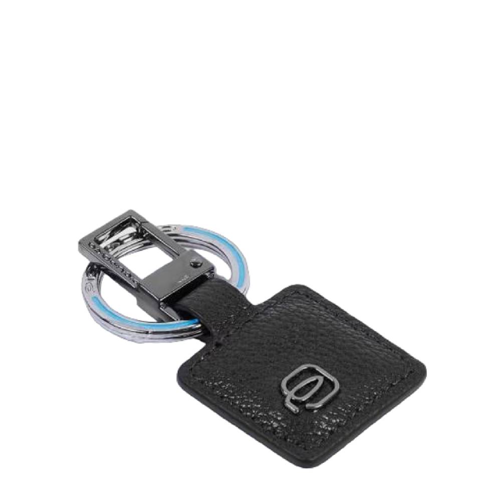 PIQUADRO Portachiavi in Pelle Nera PIQUADRO - Accessorio Uomo con Moschettone