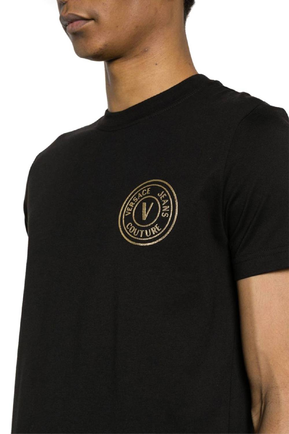 VERSACE JEANS COUTURE  T-Shirt in Cotone Nero Versace Jeans Couture Uomo Offerta