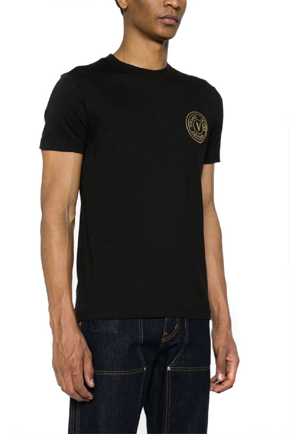 VERSACE JEANS COUTURE  T-Shirt in Cotone Nero Versace Jeans Couture Uomo Offerta