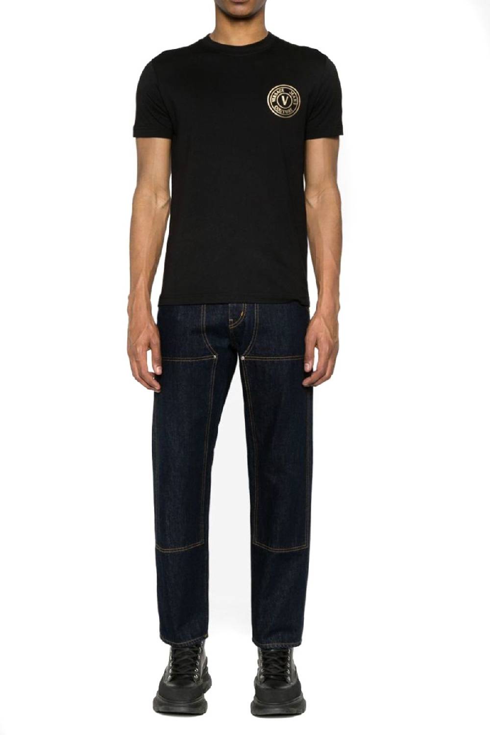 VERSACE JEANS COUTURE  T-Shirt in Cotone Nero Versace Jeans Couture Uomo Offerta