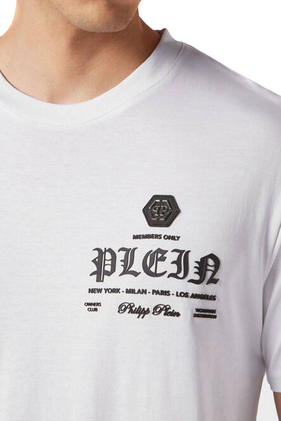 PHILIPP PLEIN  T-Shirt Uomo Philipp Plein Cotone Bianco MTK6842 In Vendita