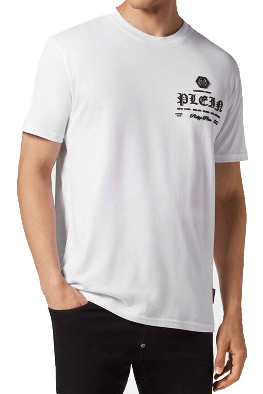 PHILIPP PLEIN  T-Shirt Uomo Philipp Plein Cotone Bianco MTK6842 In Vendita