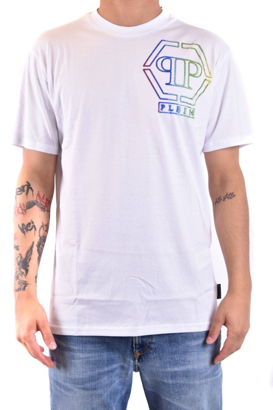 PHILIPP PLEIN  T-Shirt Bianca in Cotone Philipp Plein Uomo Vendita Calda