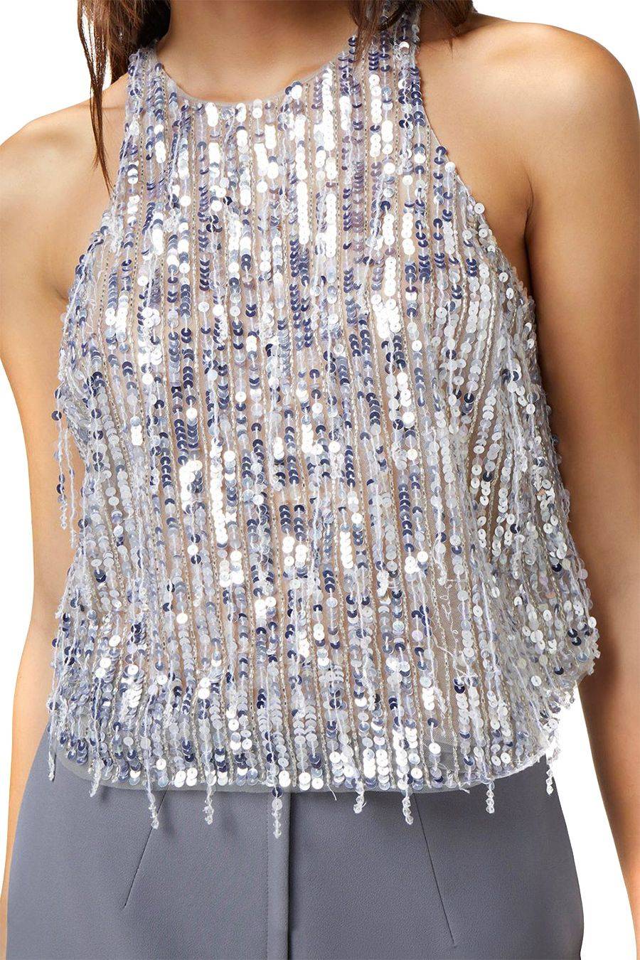 ELISABETTA FRANCHI  Blusa Argento Elisabetta Franchi - Top Poliestere Donna 100% Moda