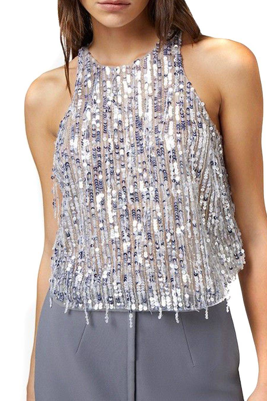 ELISABETTA FRANCHI  Blusa Argento Elisabetta Franchi - Top Poliestere Donna 100% Moda