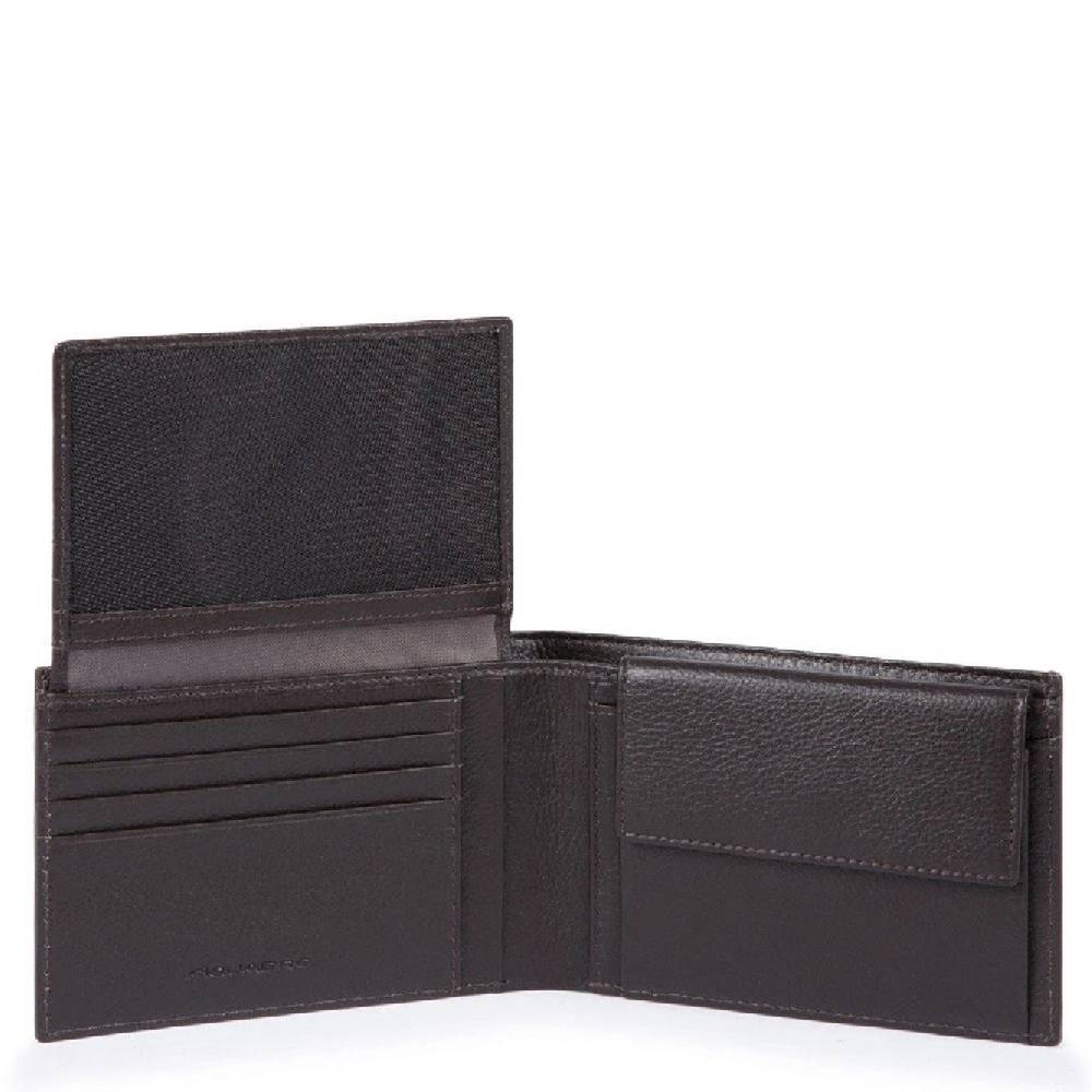 PIQUADRO  Portafoglio Piquadro Uomo in Pelle e Tessuto Marrone Scuro Cyber Monday