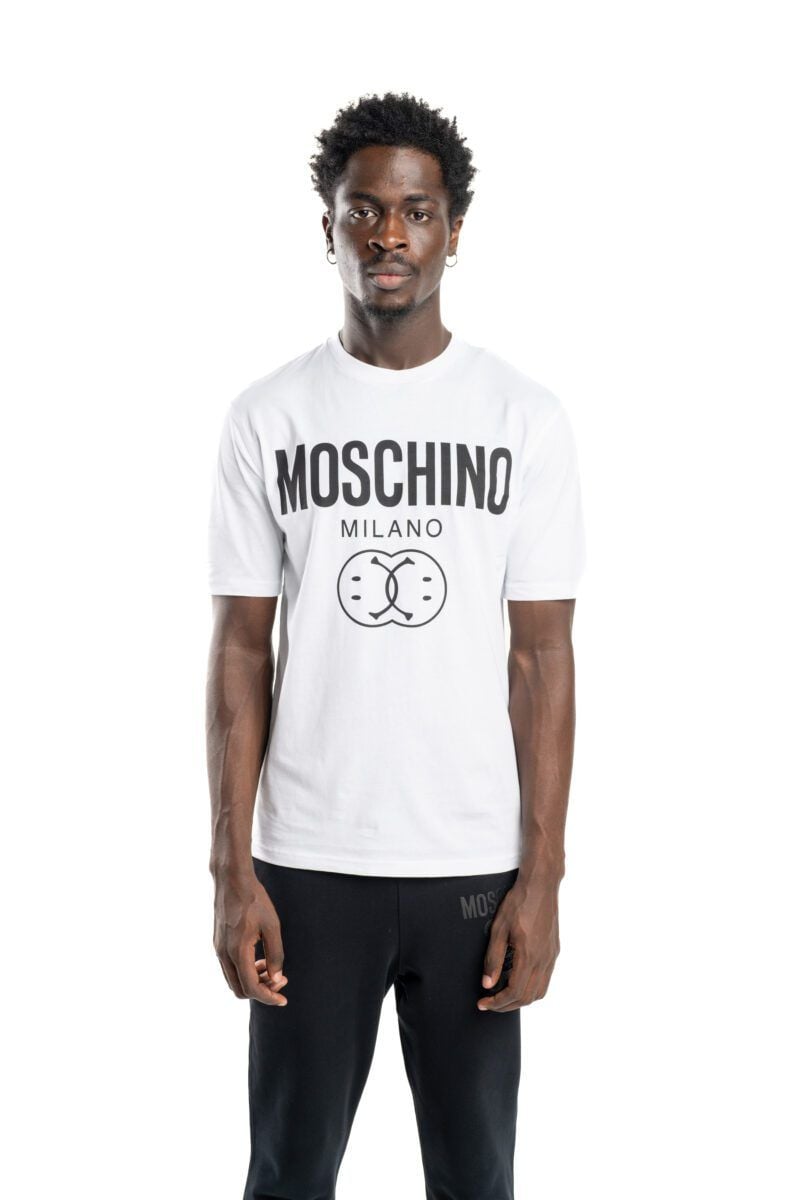 MOSCHINO  T-Shirt Moschino Bianca Uomo in Cotone 100% J0725 Offerta San Valentino