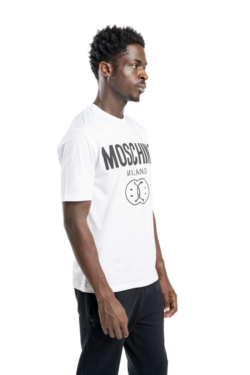 MOSCHINO  T-Shirt Moschino Bianca Uomo in Cotone 100% J0725 Offerta San Valentino