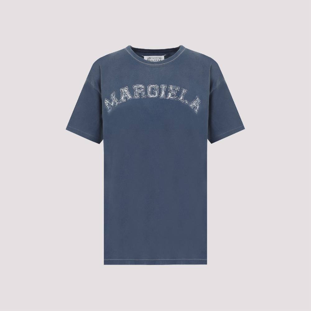MAISON MARGIELA  T-Shirt di Cotone Blu Effetto Usato Maison Margiela Donna Smaltimento dello stoccaggio