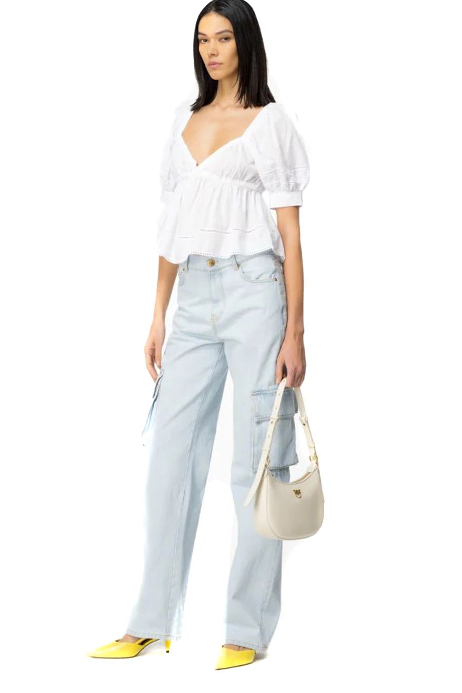 PINKO  Maglietta Bianca in Cotone da Donna PINKO Offerta temporanea