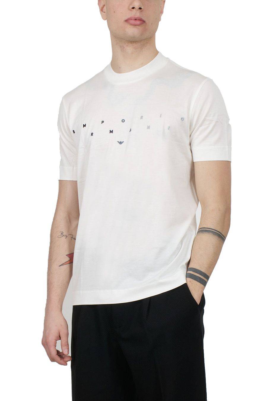 EMPORIO ARMANI  T-Shirt Emporio Armani in Cotone Bianco per Uomo - 3D1TA2 1JUVZ01B2 Enormi risparmi