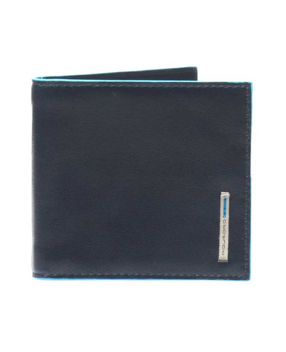 PIQUADRO Portafoglio Uomo Piquadro in Pelle Blu - Design Sottile con 10 Scomparti per Carte