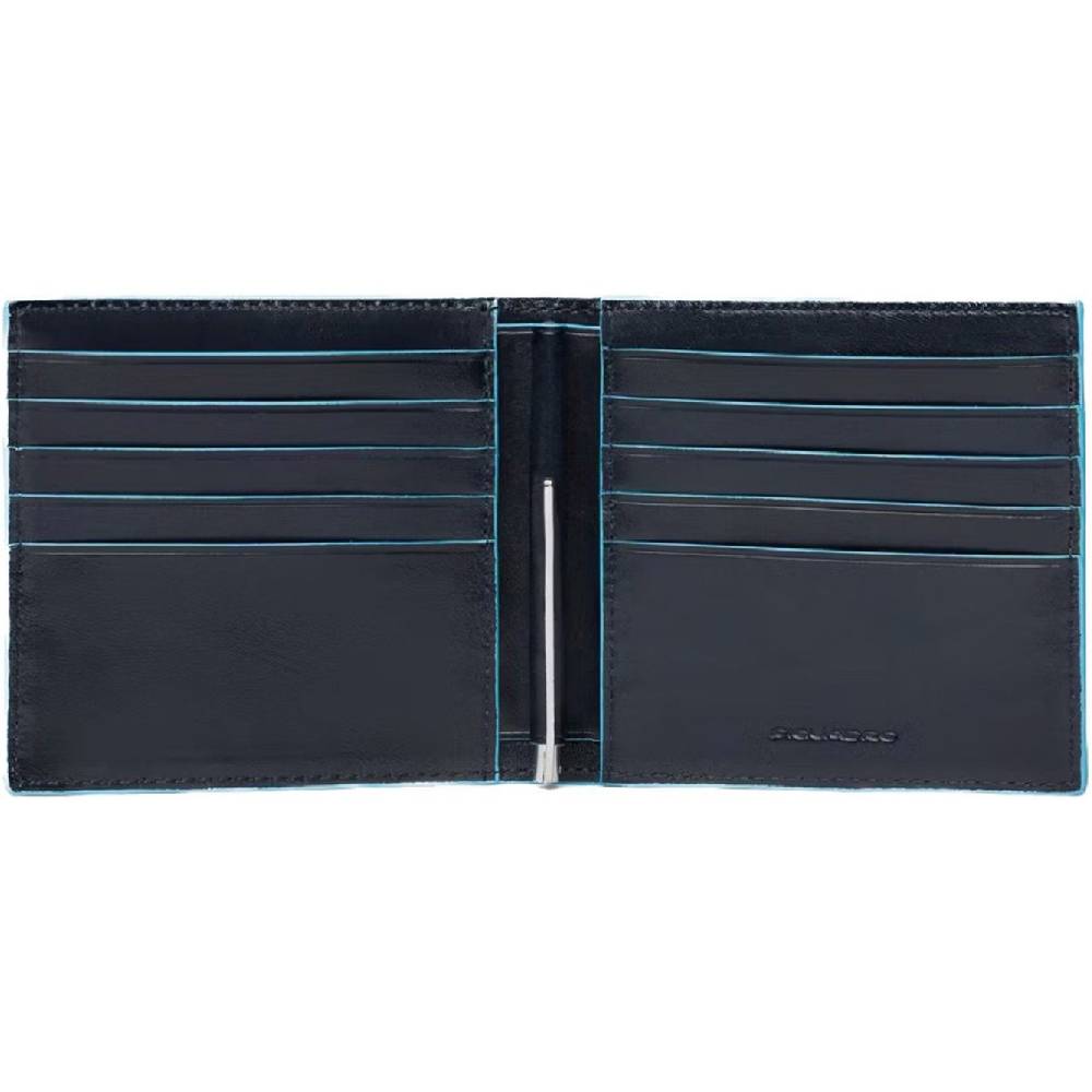 PIQUADRO  Portafoglio Uomo Piquadro in Pelle Blu - Design Sottile con 10 Scomparti per Carte Ultimi tre giorni