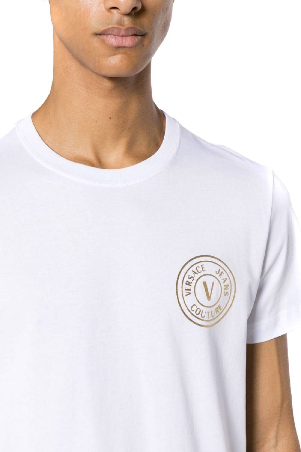 VERSACE JEANS COUTURE  T-Shirt Uomo Cotone Bianco Versace Jeans Couture Officina