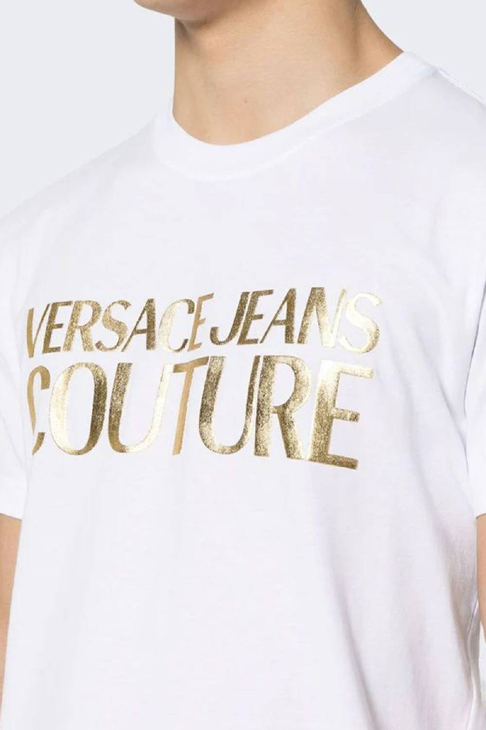 VERSACE JEANS COUTURE  T-Shirt da Uomo Versace Jeans Couture in Cotone Bianco 2025