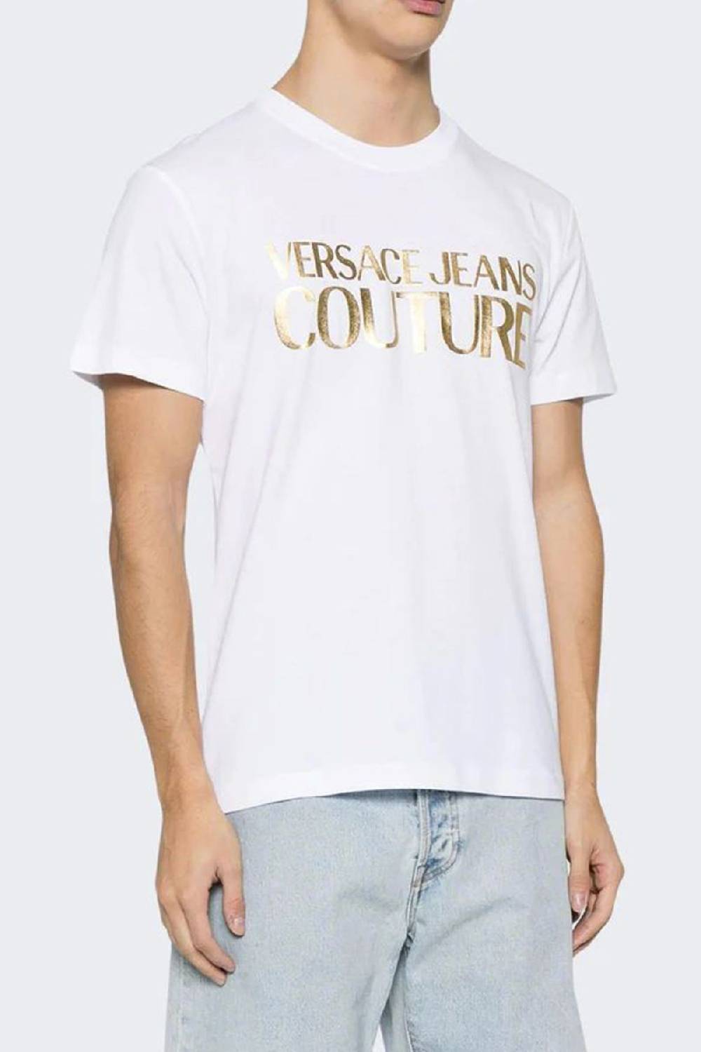 VERSACE JEANS COUTURE  T-Shirt da Uomo Versace Jeans Couture in Cotone Bianco 2025